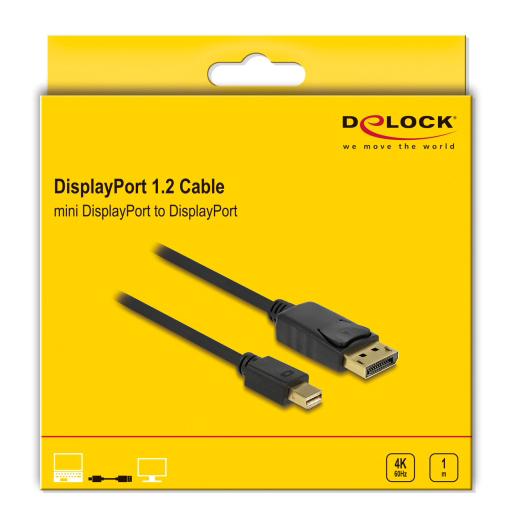 DELOCK καλώδιο mini DisplayPort σε DisplayPort 82698, 4K/60Hz, 21.6 Gbps, 1m, μαύρο