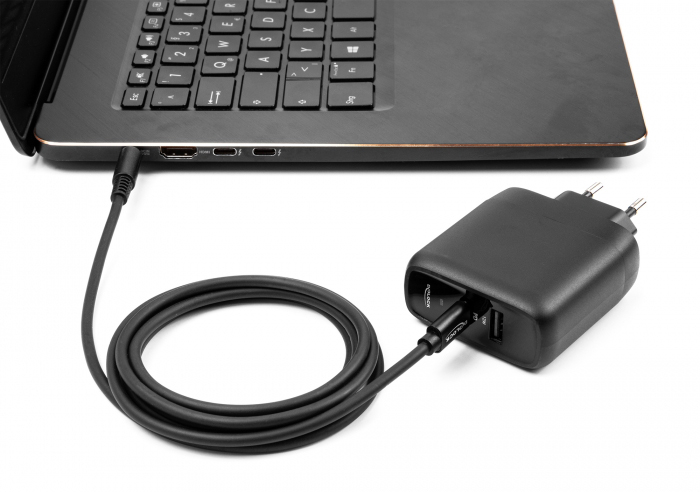 DELOCK καλώδιο τροφοδοσίας 87977, USB-C σε 5.5×2.1mm, 1.5m, μαύρο