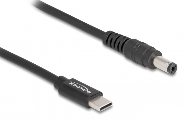 DELOCK καλώδιο τροφοδοσίας 87977, USB-C σε 5.5×2.1mm, 1.5m, μαύρο