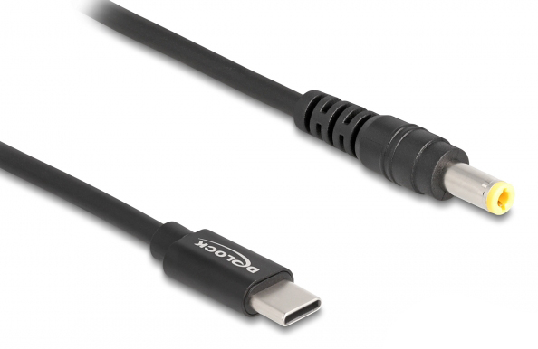 DELOCK καλώδιο τροφοδοσίας 87978, USB-C σε 5.5×2.5mm, 1.5m, μαύρο
