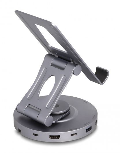 DELOCK docking station 88017 με βάση tablet, 8 θυρών, 60W PD, 4K, γκρι