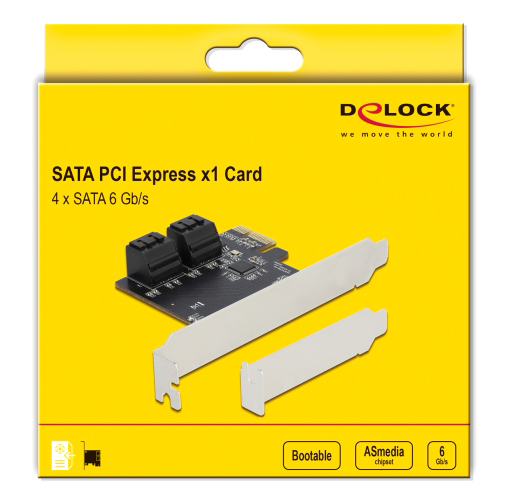 DELOCK κάρτα επέκτασης PCIe σε 4x SATA 90010, 6Gb/s, Low Profile