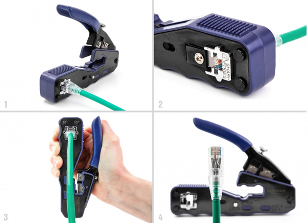 DELOCK πρέσα ακροδεκτών 90577 για καλώδια δικτύου RJ45/8P, με 2 λεπίδες