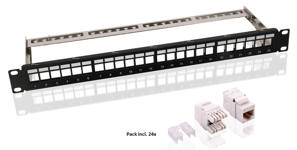 GOOBAY Keystone patch panel 95336 με 24 modules, 19″/1U, 24 ports, μαύρo