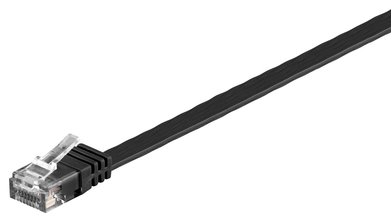 GOOBAY καλώδιο δικτύου 95387, CAT 6 U/UTP, flat, copper, 5m, μαύρο