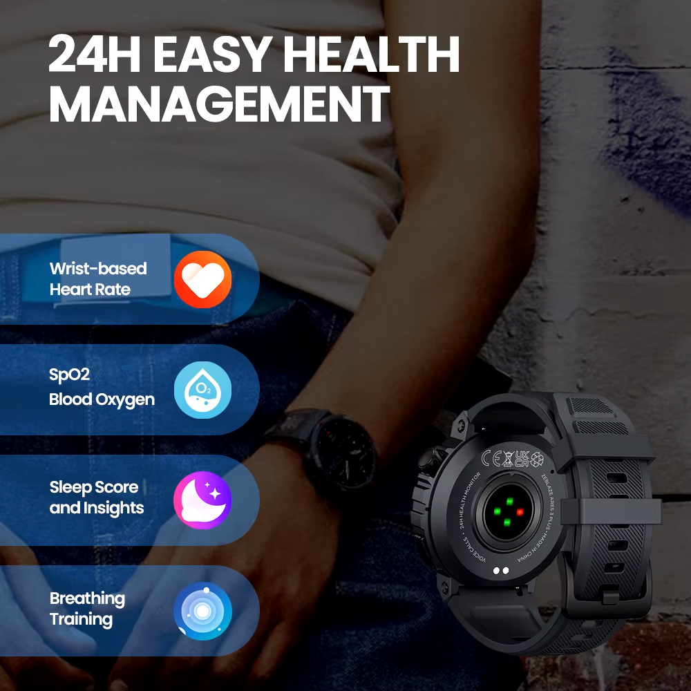 ZEBLAZE smartwatch Ares 3 Plus, heart rate, 1.43″ AMOLED, IP68, μαύρο