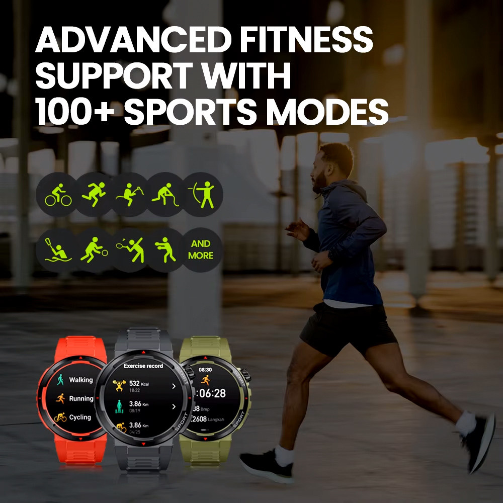 ZEBLAZE smartwatch Ares 3 Plus, heart rate, 1.43″ AMOLED, IP68, μαύρο