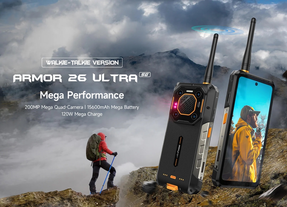 ULEFONE smartphone Armor 26 Ultra Walkie-Talkie, 6.78″, 12/512GB, 5G, 15600mAh, IP68/IP69K, μαύρο