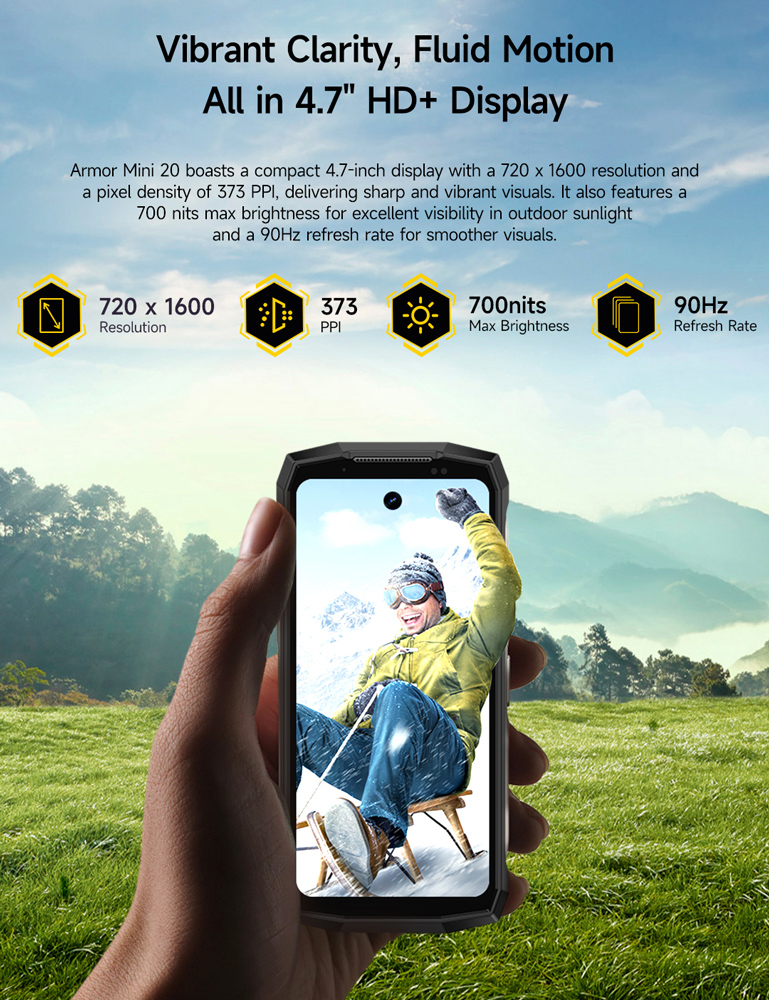 ULEFONE smartphone Armor Mini 20, 4.7″, 8/256GB, 4G, 6200mAh, IP68/IP69K, μαύρο