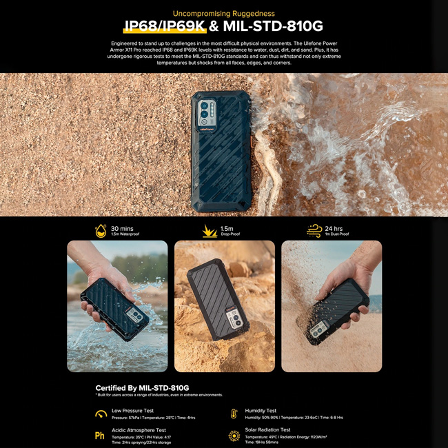 ULEFONE smartphone Power Armor X11 Pro, 5.45″, 4/64GB, 8150mAh, IP68/IP69K, μαύρο
