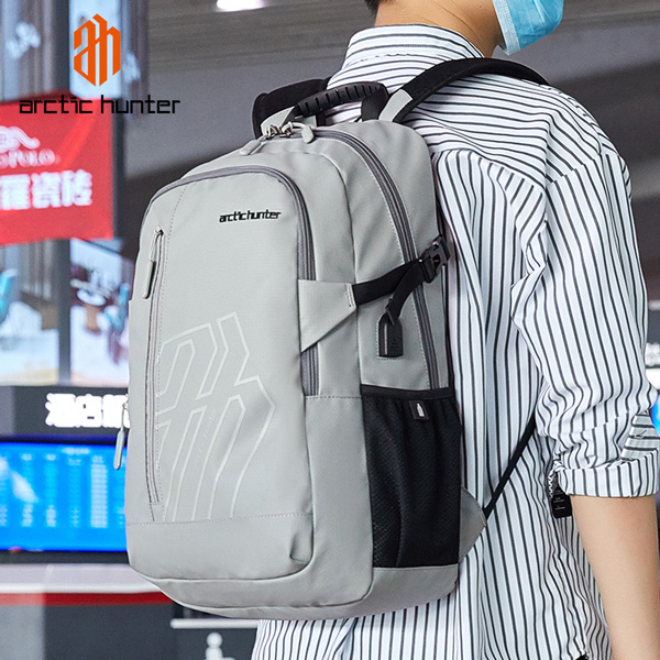 ARCTIC HUNTER τσάντα πλάτης B00387 με θήκη laptop 15.6″, 26L, USB, γκρι