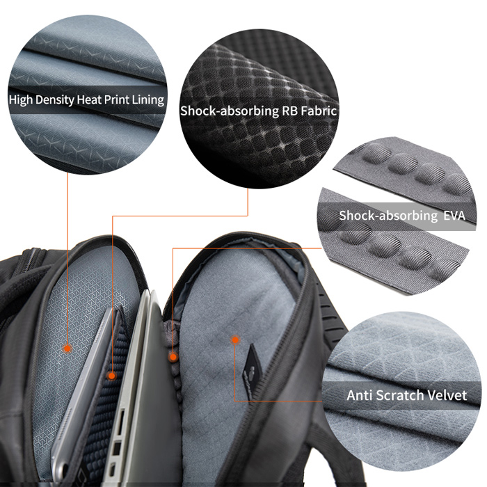 ARCTIC HUNTER τσάντα πλάτης B00388 με θήκη laptop 15.6″, USB, 27L, μαύρη