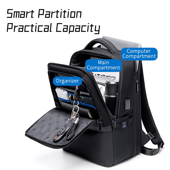 ARCTIC HUNTER τσάντα πλάτης B00490 με θήκη laptop 15.6″, 27L, USB, μαύρη