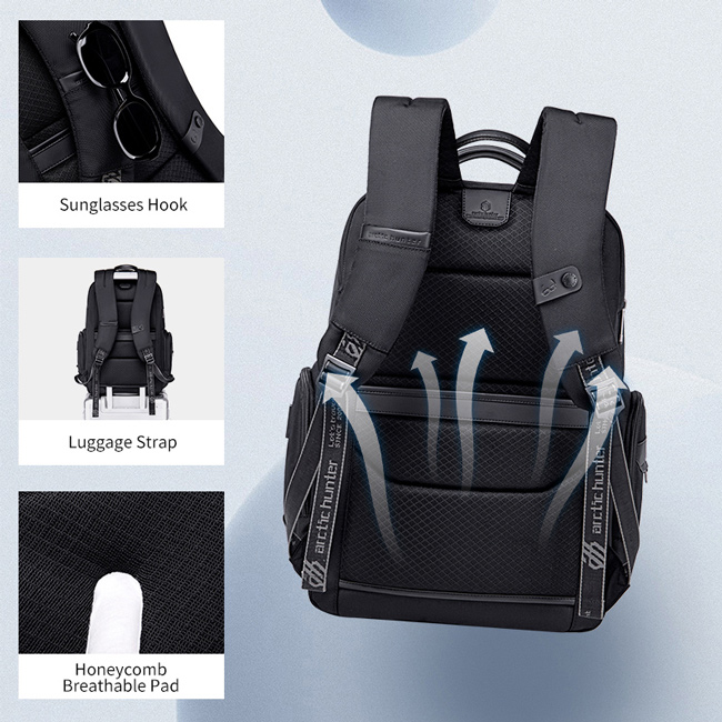 ARCTIC HUNTER τσάντα πλάτης B00544 με θήκη laptop 17″, 40L, USB, μαύρη
