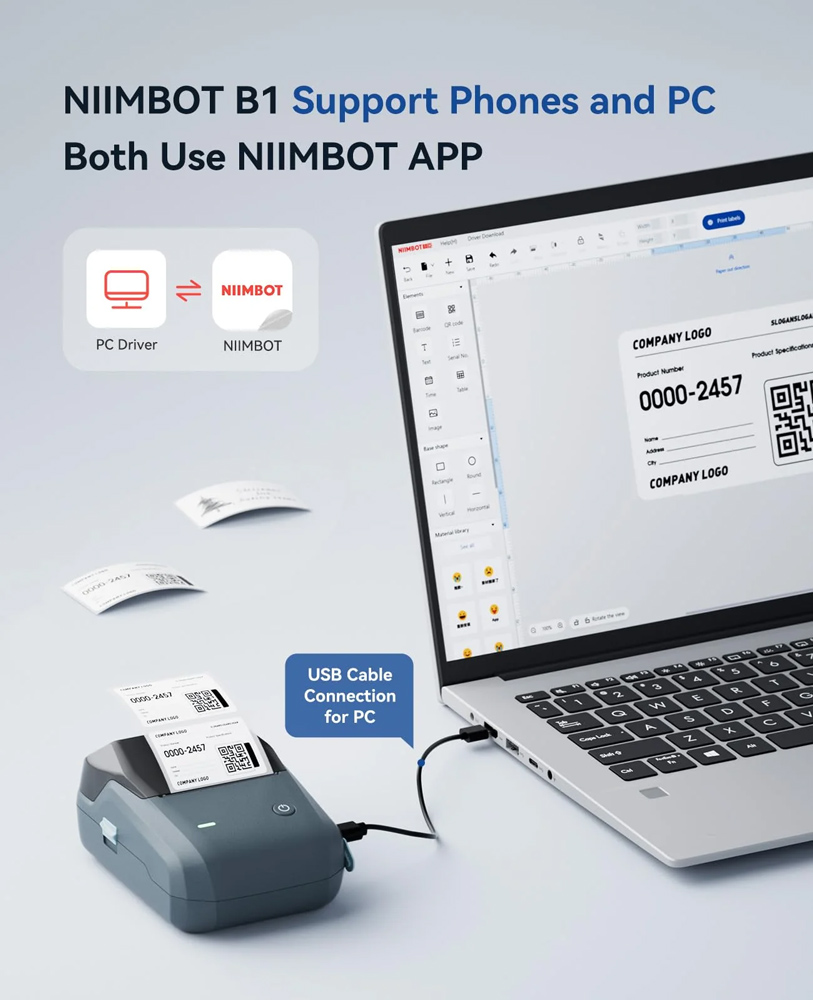 NIIMBOT smart θερμικός εκτυπωτής ετικετών B1, 203dpi, Bluetooth, μπλε