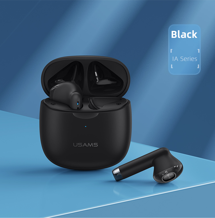 USAMS earphones IA04 με θήκη φόρτισης, True Wireless, Φ13mm, μαύρα