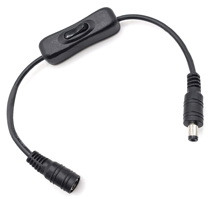 POWERTECH καλώδιο/διακόπτης τροφοδοσίας CAB-U158, 5.5×2.1mm, 30cm, μαύρο