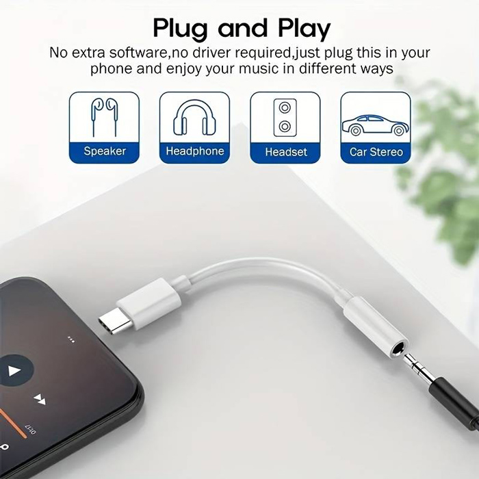 POWERTECH αντάπτορας USB-C σε 3.5mm CAB-UC088, λευκός