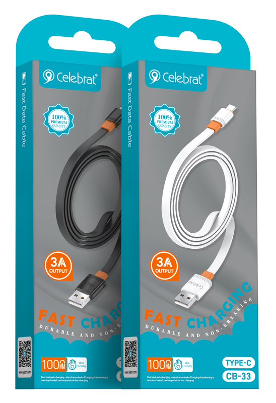 CELEBRAT καλώδιο USB-C σε USB CB-33C, flat, 15W, 1m, μαύρο