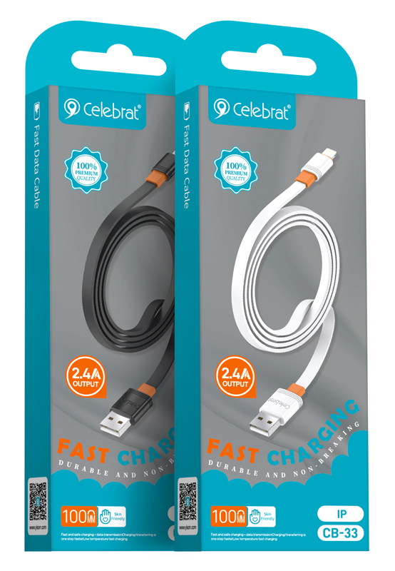 CELEBRAT καλώδιο Lightning σε USB CB-33L, flat, 12W, 1m, λευκό