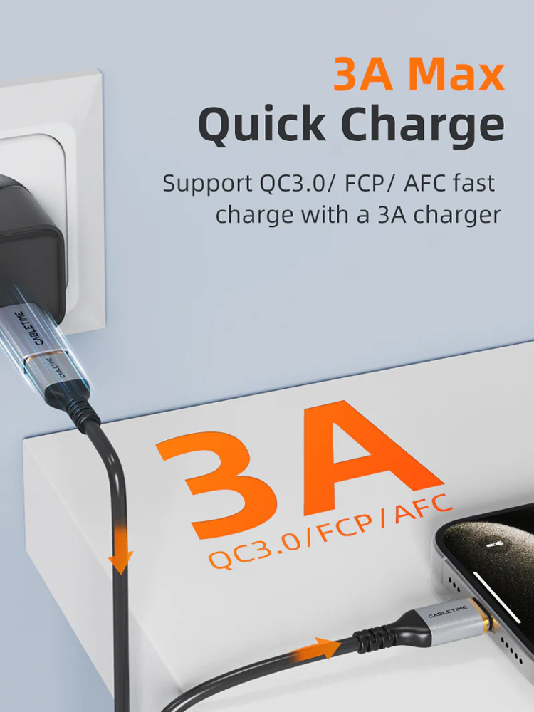 CABLETIME αντάπτορας USB-C σε USB CT-AMCF10-AG, 10Gbps, 15W, γκρι