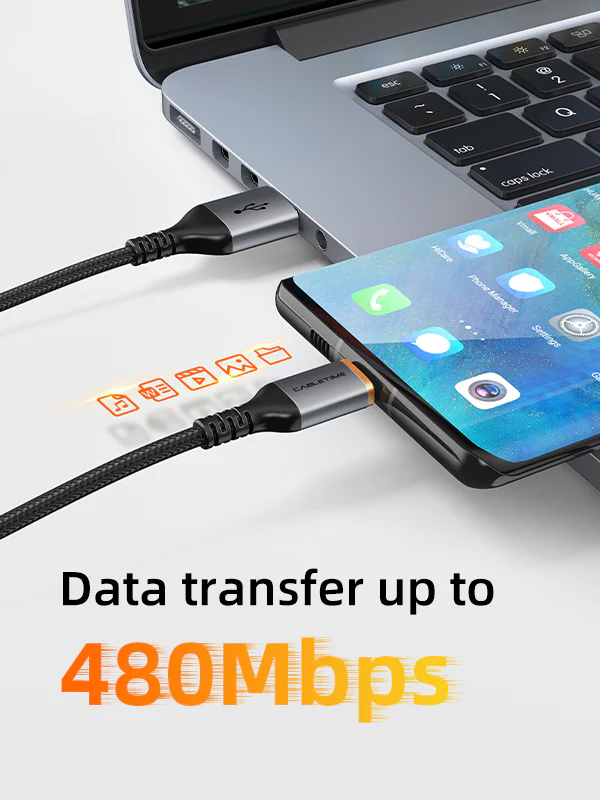 CABLETIME καλώδιο USB σε USB-C CT-AMCM5A, 25W, 1m, μαύρο