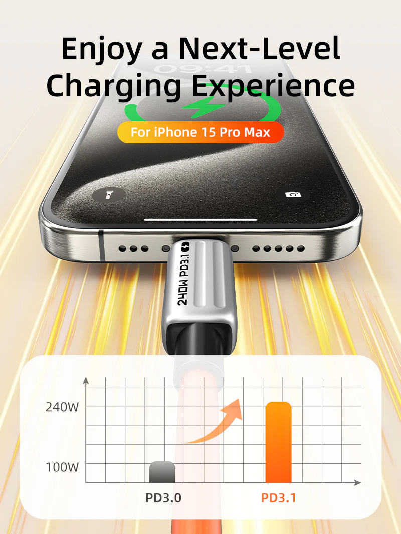 CABLETIME καλώδιο USB-C CT-CM240-ZSO1, 240W, 480Mbps, 1m, πορτοκαλί