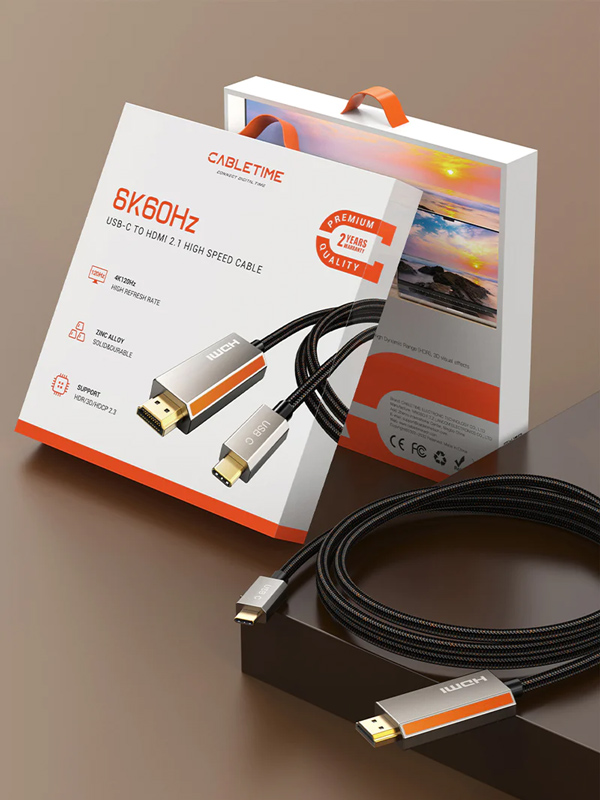 CABLETIME καλώδιο USB-C σε HDMI CT-CMHD8K, 8K/60Hz, 3m, μαύρο