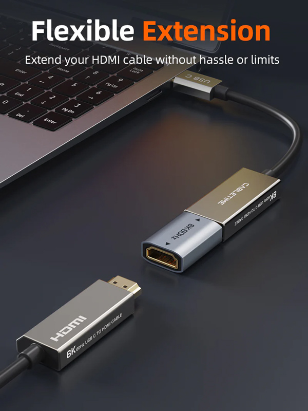 CABLETIME αντάπτορας HDMI CT-HEF8K-AG, 8K/60Hz, 4K/120Hz, 48 Gbps, γκρι
