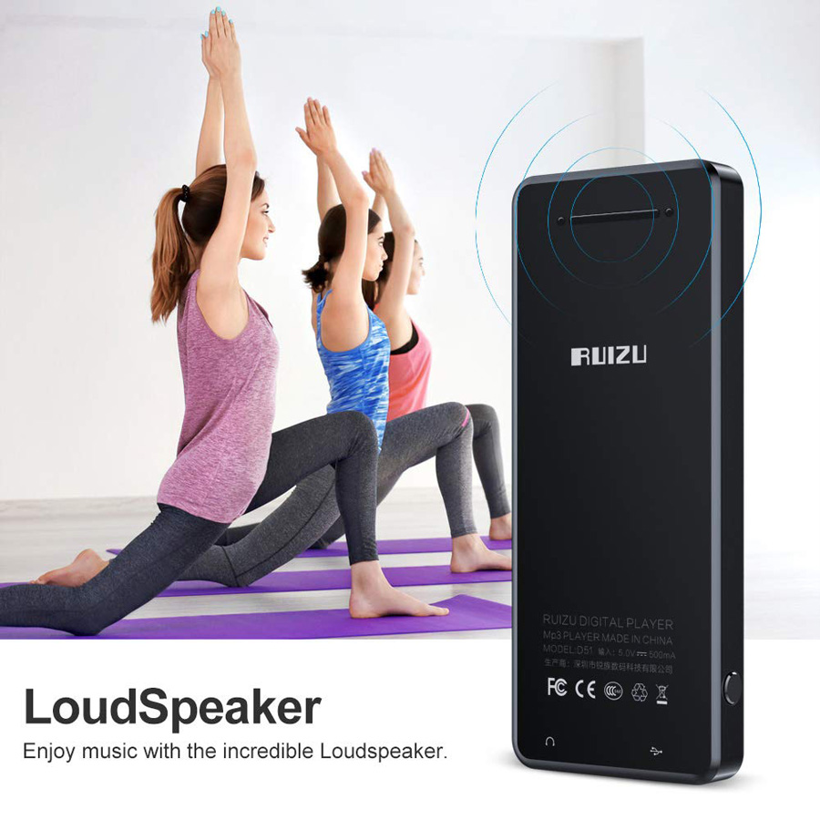 RUIZU MP3 player D51 με ηχείο, 1.8″, 8GB, BT, ελληνικό μενού, μαύρο