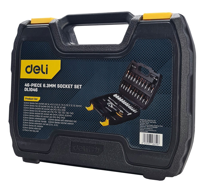 DELI σετ εργαλείων DL1046, με θήκη, 1/4″, Cr-V, 46τμχ