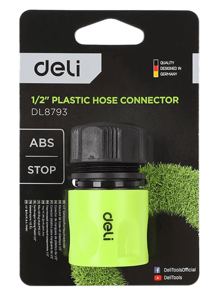 DELI ταχυσύνδεσμος για λάστιχο DL8793 με water stop, 1/2″, πράσινος