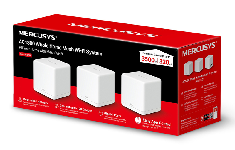 MERCUSYS Mesh Wi-Fi System Halo H30G, 1.3Gbps Dual Band, 3τμχ, Ver. 1.0