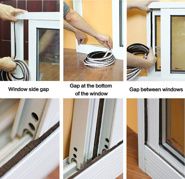 HOME USE Αυτοκόλλητη μονωτική ταινία HUH-0086 για παράθυρα, 7x6mm, 5m, καφέ
