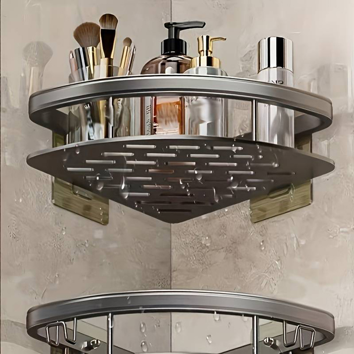 HOME USE γωνιακό ράφι τοίχου HUH-0158, αλουμινίου, 28×5.5x21cm, ασημί
