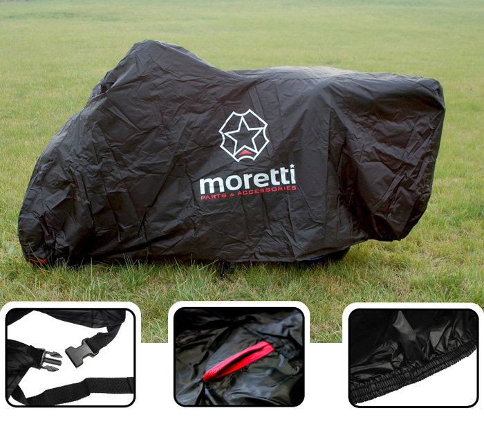MORETTI κουκούλα μηχανής LXMA2739 με θήκη, S 203x83x119cm, μαύρη