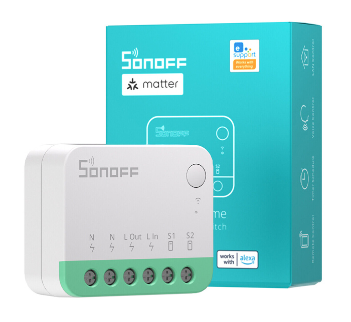 SONOFF smart διακόπτης MINIR4M, 2 κανάλια, Wi-Fi, 10A, λευκός