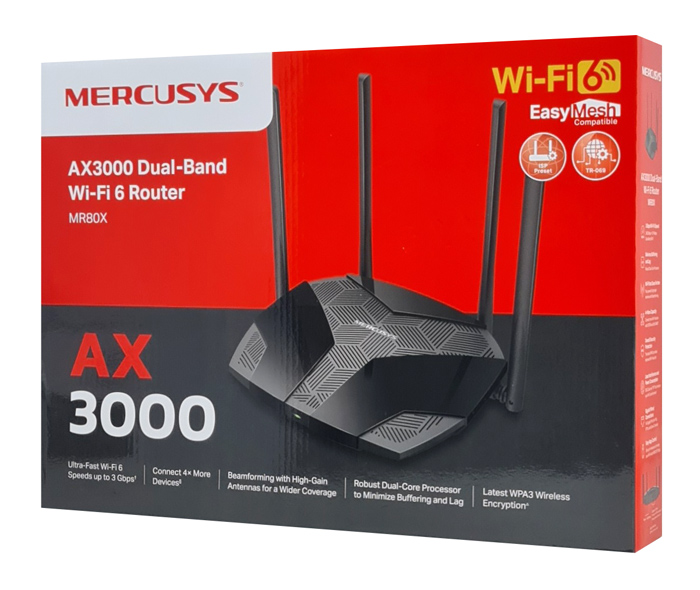 MERCUSYS router MR80X, Wi-Fi 6, 3Gbps AX3000, Dual Band