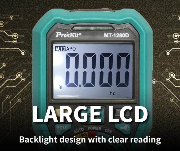 PROSKIT ψηφιακό πολύμετρο MT-1280D, 1000V DC, NVC, True RMS