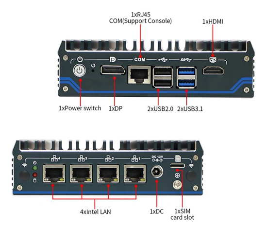 POWERTECH Firewall PC Nano N1141 J6412, 8GB/128GB M.2 Kingston, pfSense