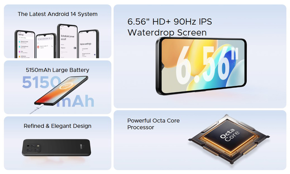 DOOGEE smartphone N55, 6.56″, 4/128GB, 5150mAh, μαύρο