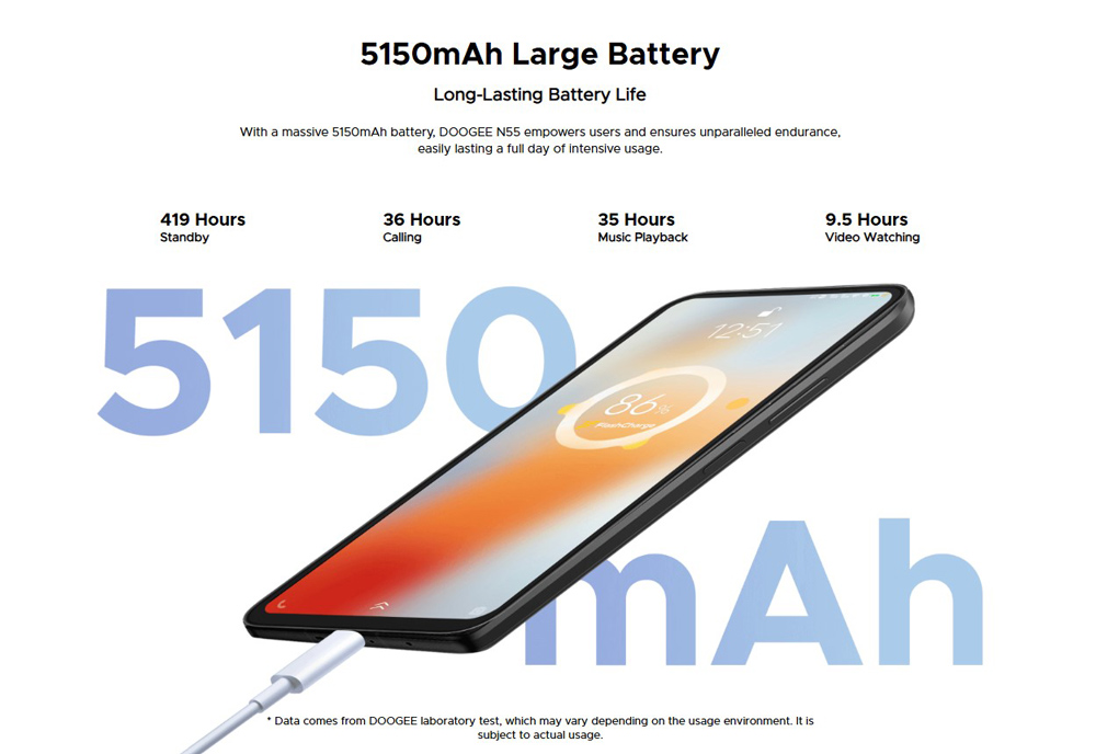 DOOGEE smartphone N55, 6.56″, 4/128GB, 5150mAh, μαύρο