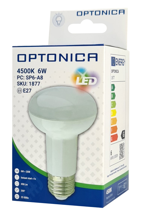 OPTONICA LED λάμπα R63 1877, 6W, 4500K, E27, 480lm