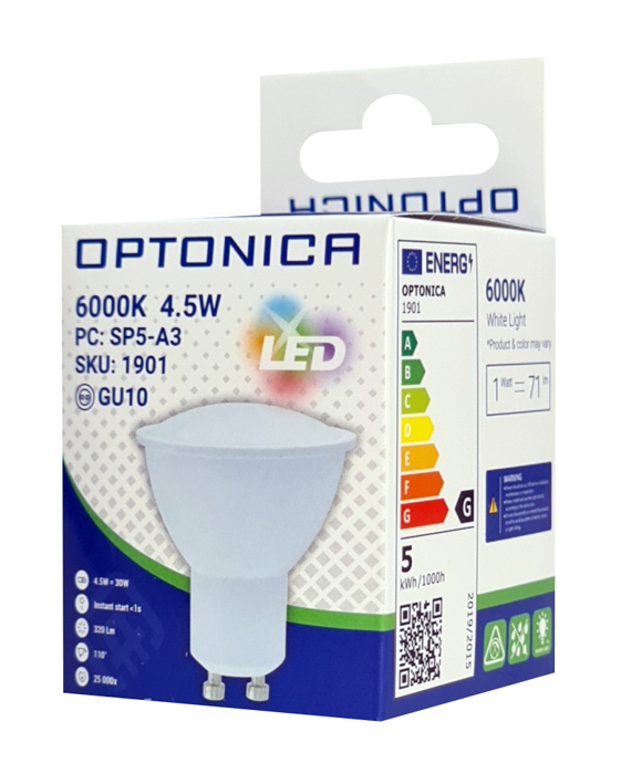 OPTONICA LED λάμπα spot 1901, 4.5W, 6000K, GU10, 320lm