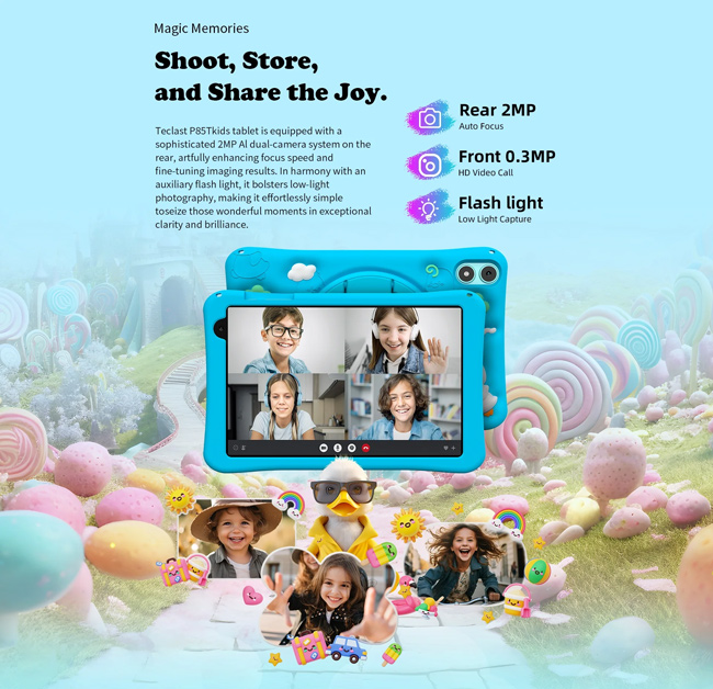 TECLAST tablet P85T Kids, 8″ HD, 4/64GB, Android 14, 5000mAh, μπλε