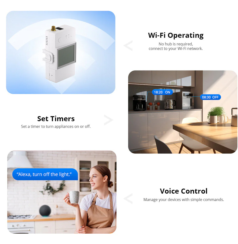 SONOFF smart μετρητής κατανάλωσης ρεύματος POWCT, WiFi, 100A