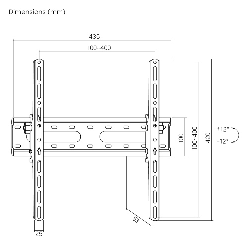 POWERTECH επιτοίχια βάση PT-1276 για τηλεόραση 32-70″, έως 45kg
