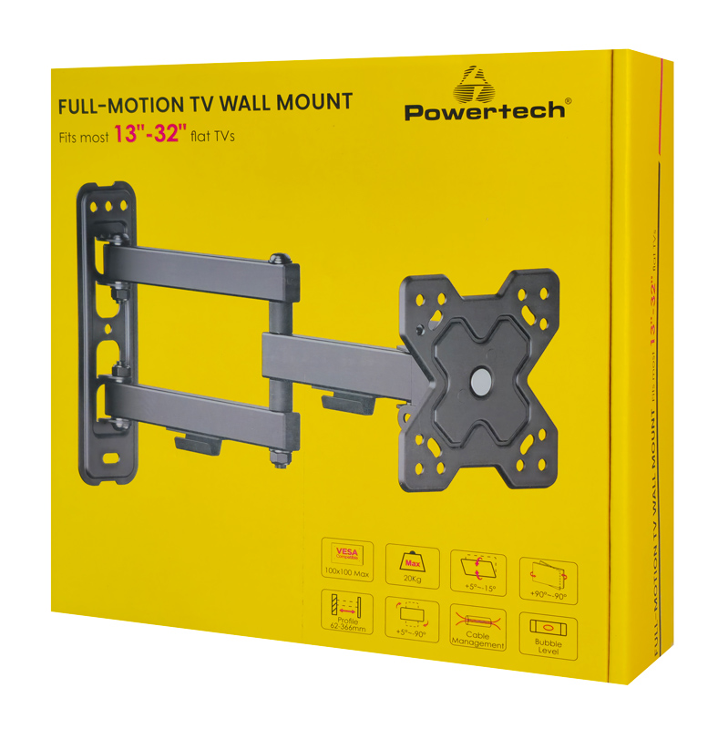 POWERTECH επιτοίχια βάση PT-1279 για τηλεόραση 13-32″, full motion, 20kg