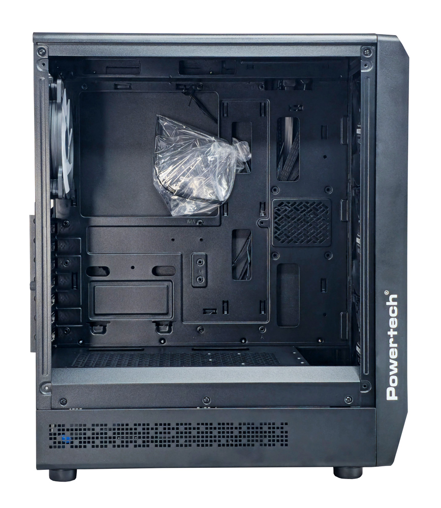 POWERTECH Gaming PC Case PT-1309, tempered glass, 4x ARGB fan, ATX, 340x200x436mm, μαύρο