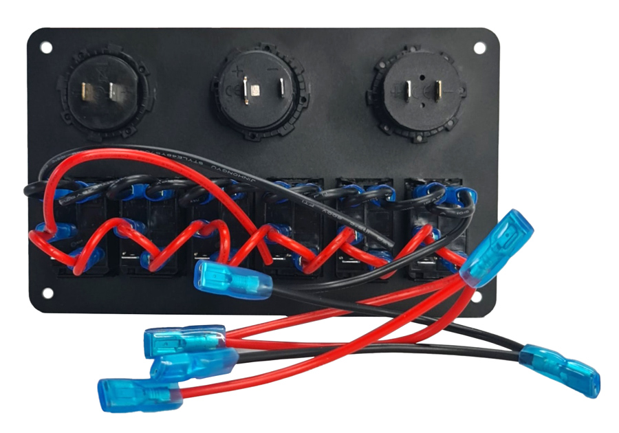 POWERTECH πάνελ σκαφών & οχημάτων PTL-020, πρίζα 12V/2x USB/6x διακόπτες